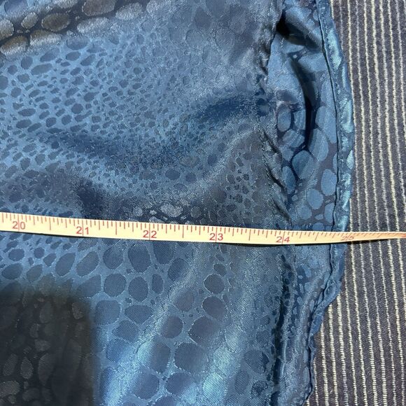 Zac & Rachel Blouse Womens 1X Teal Satin Animal Print Puff Sleeve Boho Chic Top - Picture 10 of 11